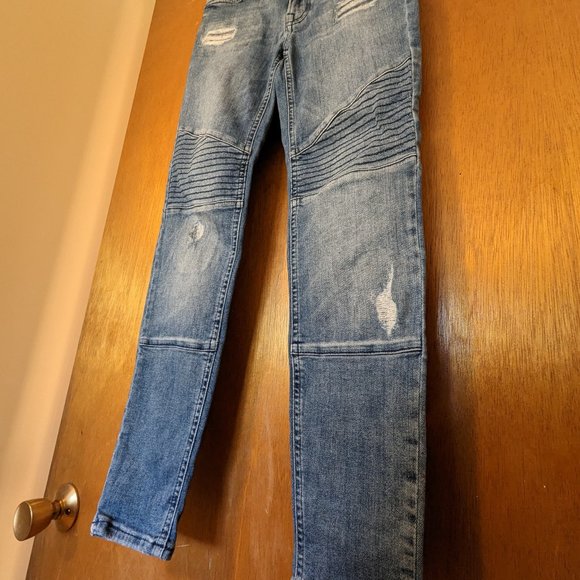 Allsaints BIKER cropped Jeans 26x26 Distressed light wash blue Denim - Picture 4 of 9